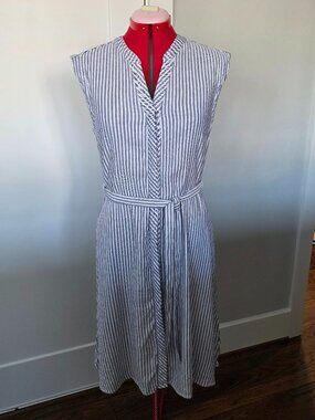 Tahari Linen blend sleeveless shirt dress